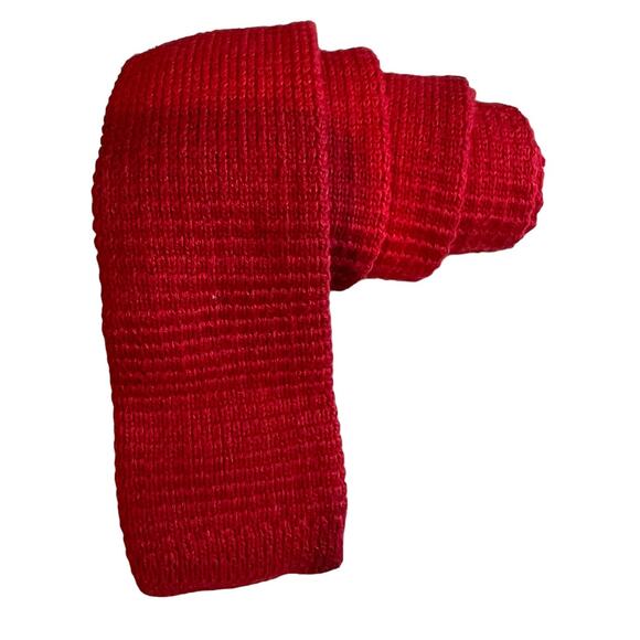 Vintage Austin Reed Red textured Cotton flat bottom tie - Picture 2 of 4